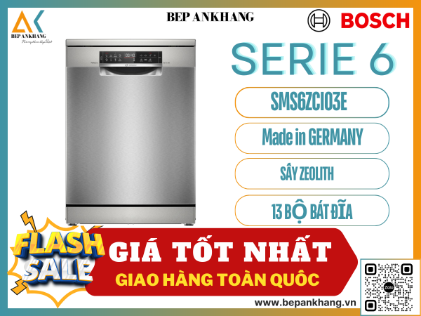  Máy Rữa Chén Bosch Độc Lập Serie 6 SMS6ZCI03E - Made in Germany